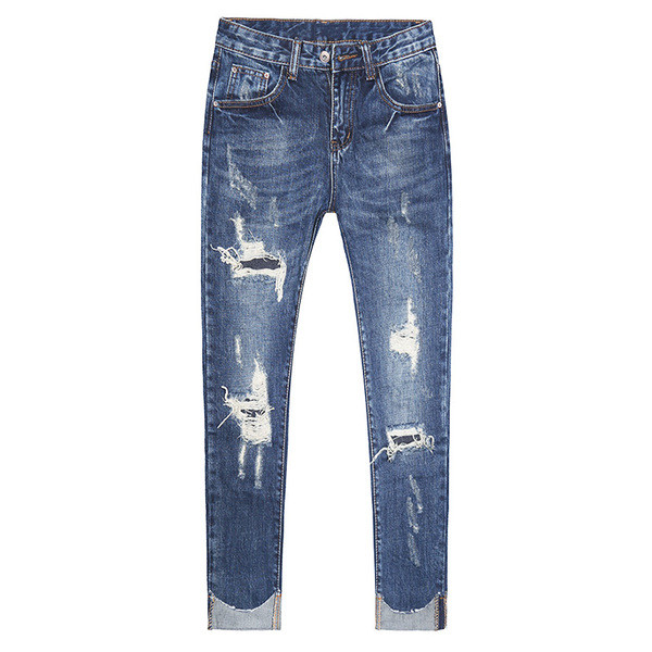 Női modern szakadt farmer, alacsony derékkal