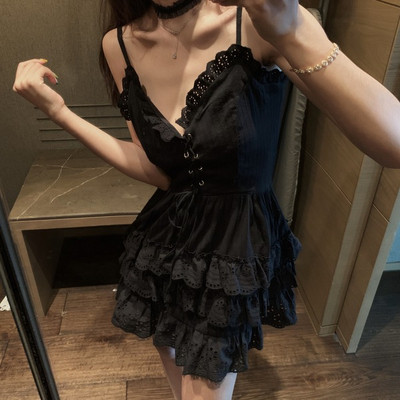 Модерна дамска лятна рокля в два цвята с връзки