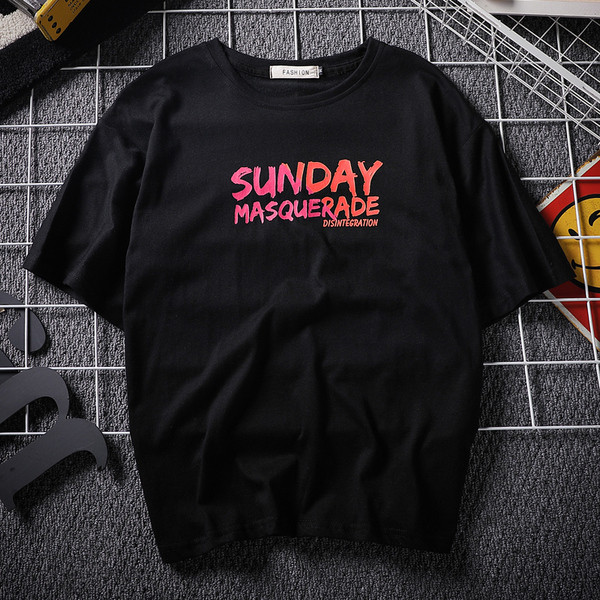 Ежедневна мъжка тениска в два цвята с надписи 