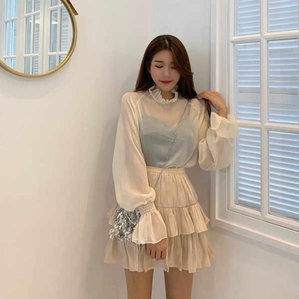 Модерна дамска пола в два цвята с висока талия 