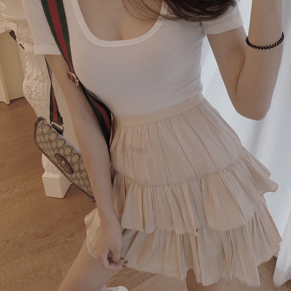 Модерна дамска пола в два цвята с висока талия 