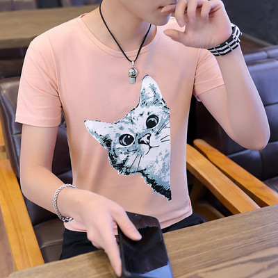 Мъжка модерна тениска в три цвята с къс ръкав и апликация