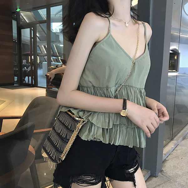 Ежедневен дамски потник в три цвята с тънки презрамки