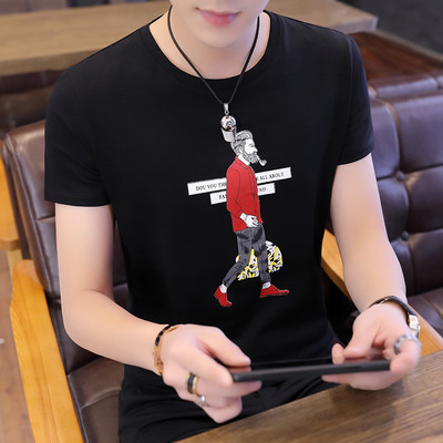 Мъжка тениска с апликация и къс ръкав-три цвята