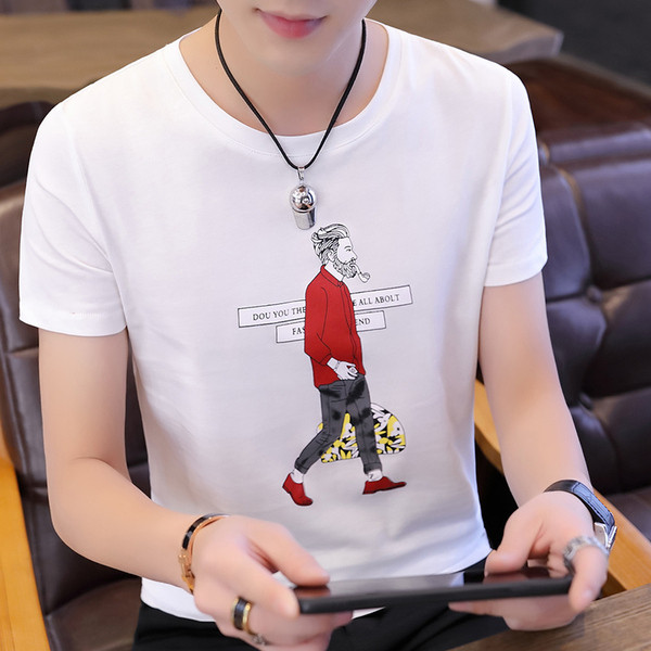 Мъжка тениска с апликация и къс ръкав-три цвята