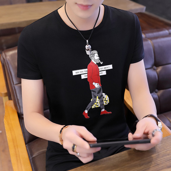 Мъжка тениска с апликация и къс ръкав-три цвята