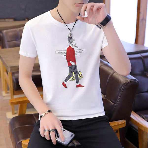 Мъжка тениска с апликация и къс ръкав-три цвята