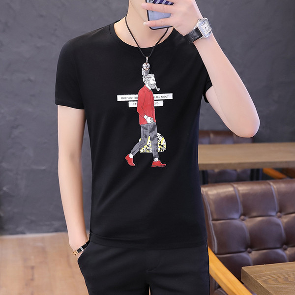 Мъжка тениска с апликация и къс ръкав-три цвята