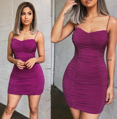 Стилна дамска рокля втален модел с тънки презрамки