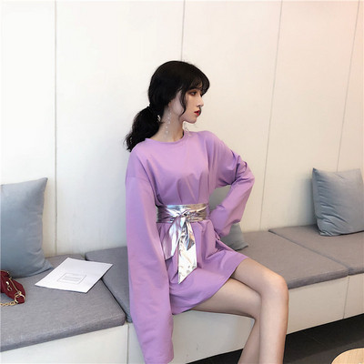 Rochie moderna de dama cu maneci lungi in patru culori