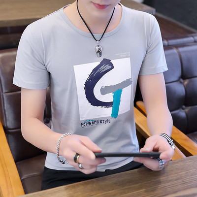 Актуална мъжка тениска с къс ръкав и апликация-три цвята