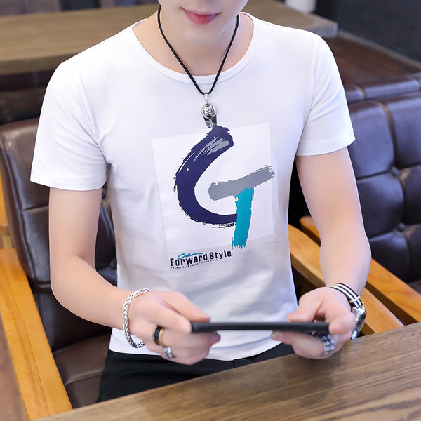 Актуална мъжка тениска с къс ръкав и апликация-три цвята