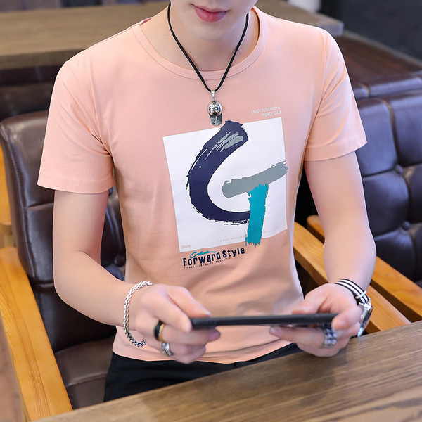 Актуална мъжка тениска с къс ръкав и апликация-три цвята