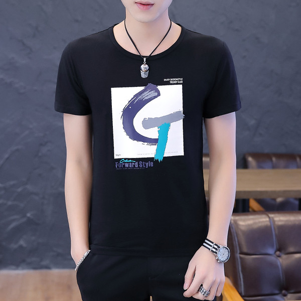 Актуална мъжка тениска с къс ръкав и апликация-три цвята