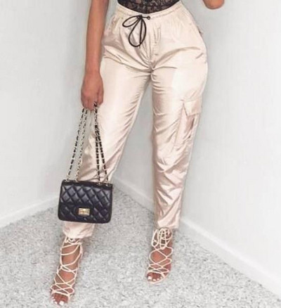 Pantaloni moderni de dama cu talie inalta si cravate in mai multe culori