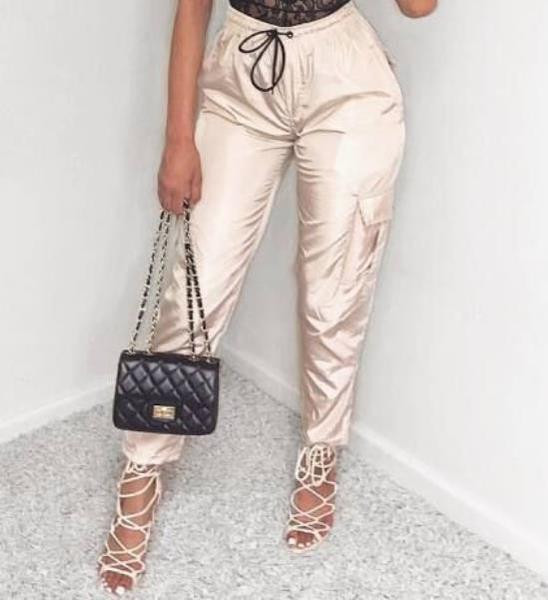 Модерен дамски панталон с висока талия и връзки в няколко цвята