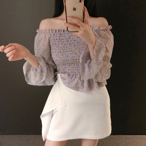 Модерна дамска пола в бял цвят с висока талия