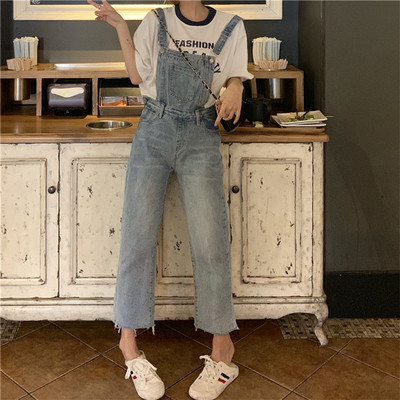 Ежедневен дамски дънков гащеризон с джобове