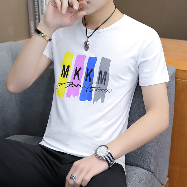 Мъжка ежедневна тениска с къс ръкав в бял и черен цвят 