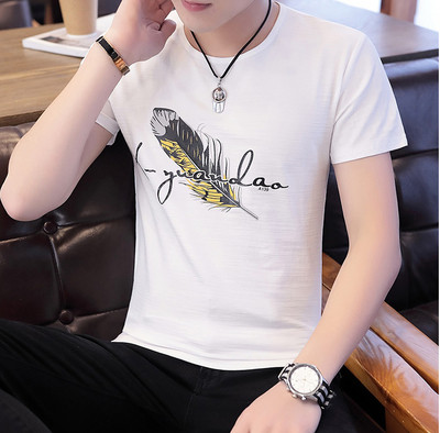 Мъжка тениска в три цвята с къс ръкав и апликация