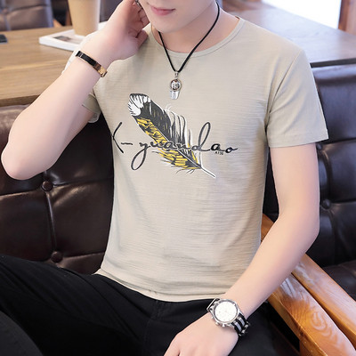 Мъжка тениска в три цвята с къс ръкав и апликация