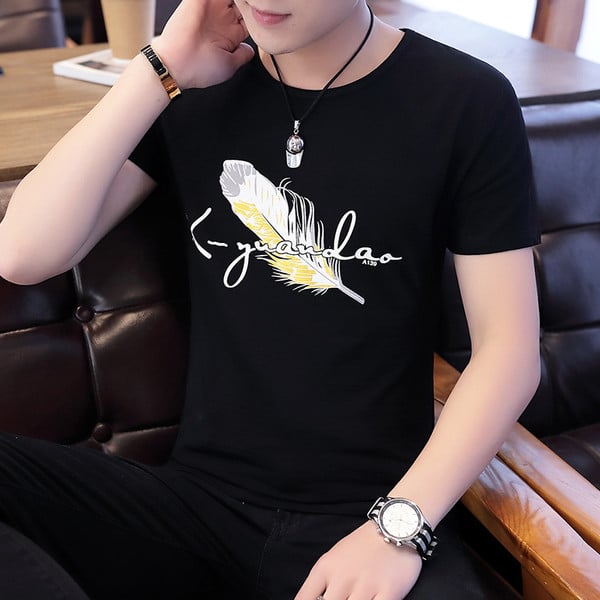 Мъжка тениска в три цвята с къс ръкав и апликация 