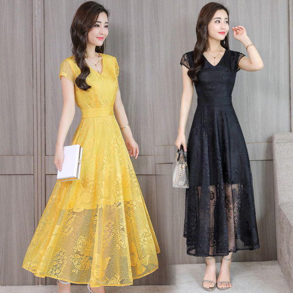 Елегантна дамска рокля с дантела в няколко цвята 