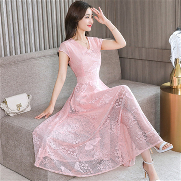 Елегантна дамска рокля с дантела в няколко цвята 