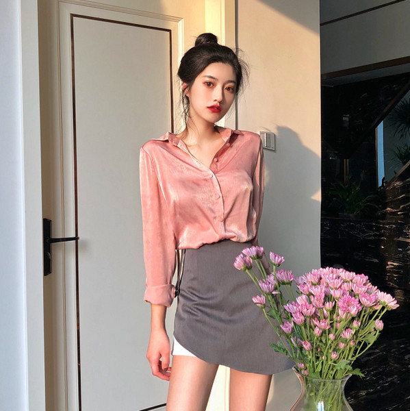 Модерна дамска риза в розов цвят