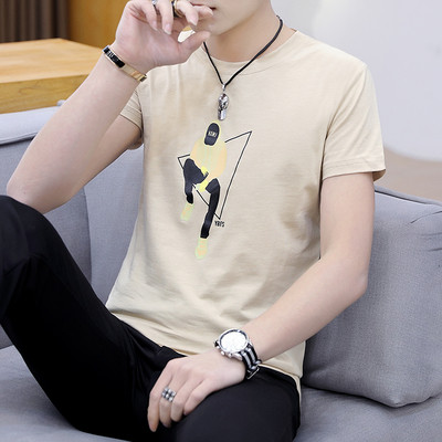 Ежедневна мъжка тениска с апликация в четири цвята