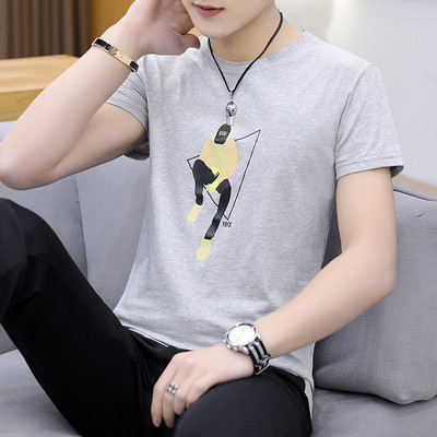 Ежедневна мъжка тениска с апликация в четири цвята