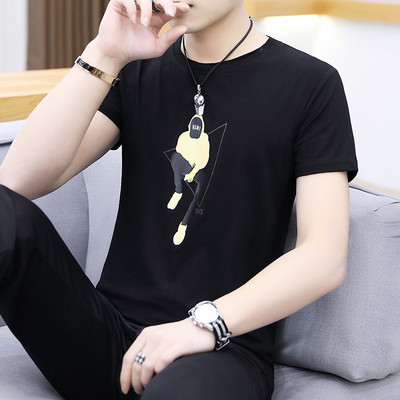 Ежедневна мъжка тениска с апликация в четири цвята