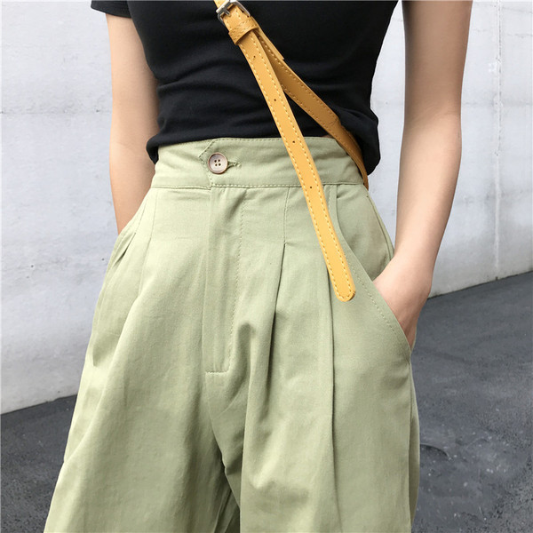 Ежедневен дамски панталон с висока талия широк модел