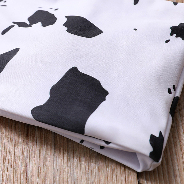 Стилен дамски бански костюм от две части в черно-бял цвят 