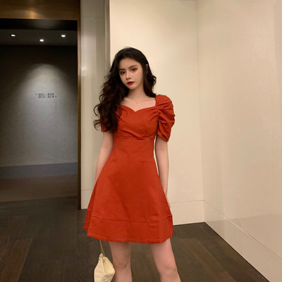 Ежедневна дамска рокля с паднали ръкави в три цвята