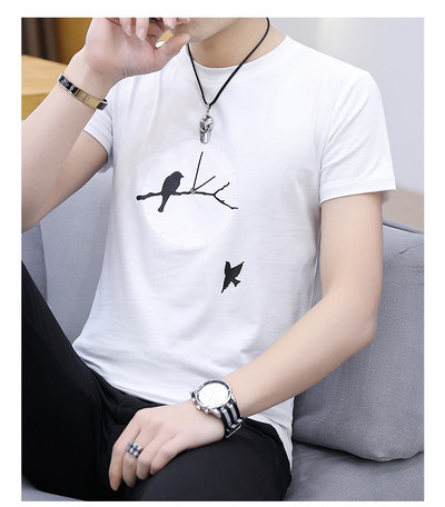 Модерна мъжка тениска с апликация в четири цвята