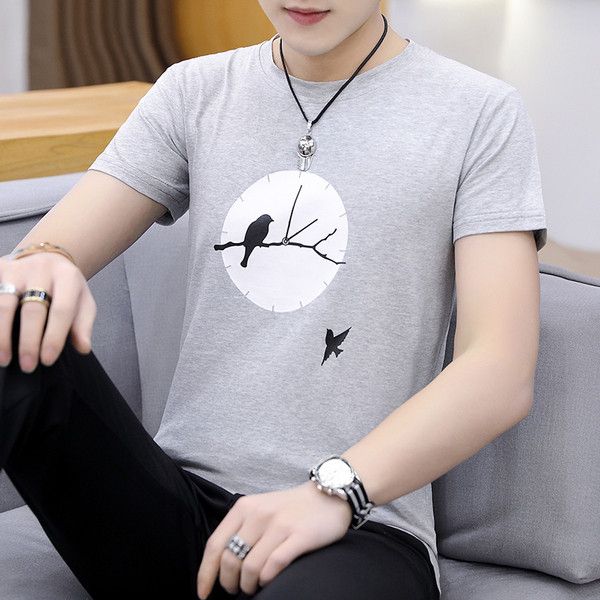 Модерна мъжка тениска с апликация в четири цвята