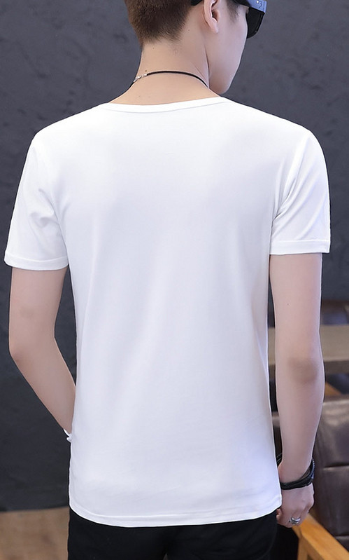 Мъжка тениска с О-образно деколте и апликация-два цвята