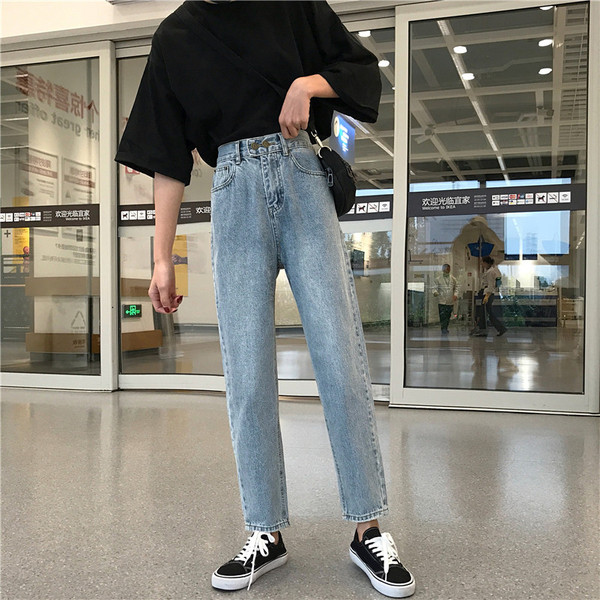 Дамски ежедневни дънки с висока талия с джобове