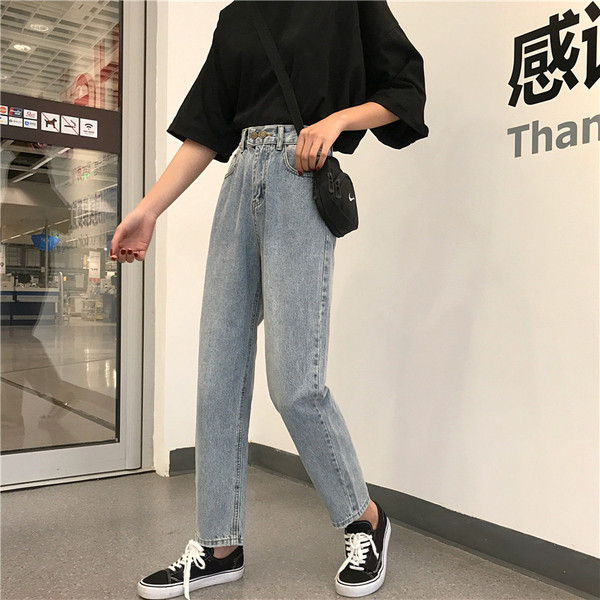 Дамски ежедневни дънки с висока талия с джобове