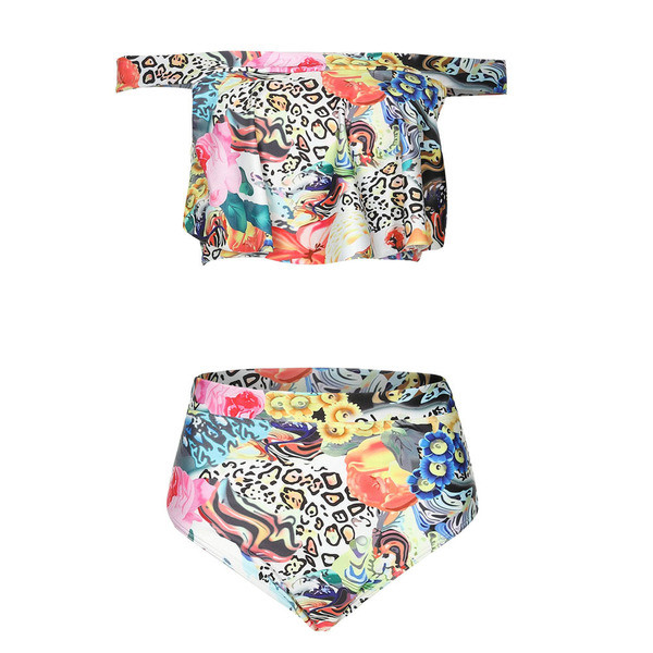 Модерен дамски бански костюм от две части с флорален мотив