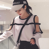 Стилна  дамска блуза в бял и черен цвят