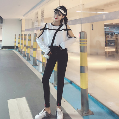 Стилна  дамска блуза в бял и черен цвят