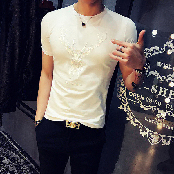 Модерна мъжка тениска с бродерия 