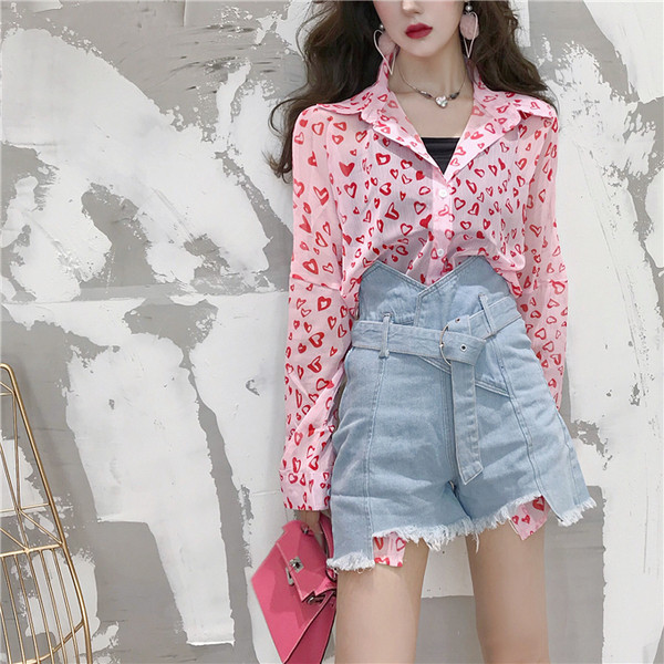 Модерни дамски къси дънки с висока талия и колан