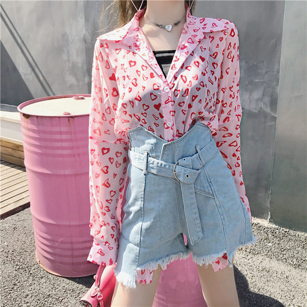 Модерни дамски къси дънки с висока талия и колан