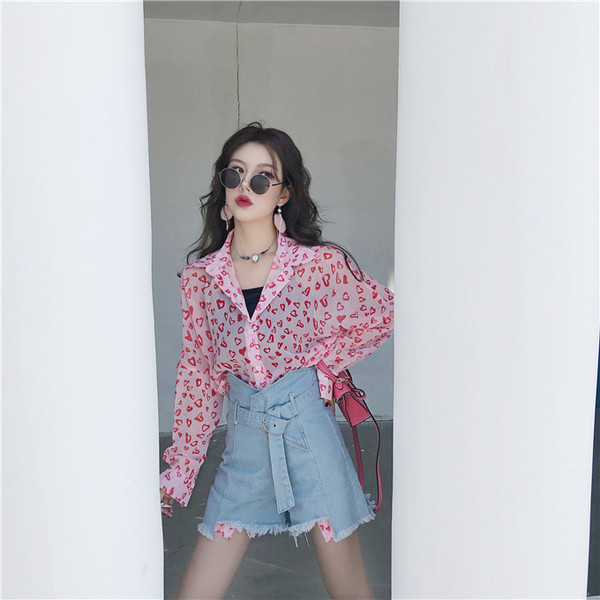 Модерни дамски къси дънки с висока талия и колан