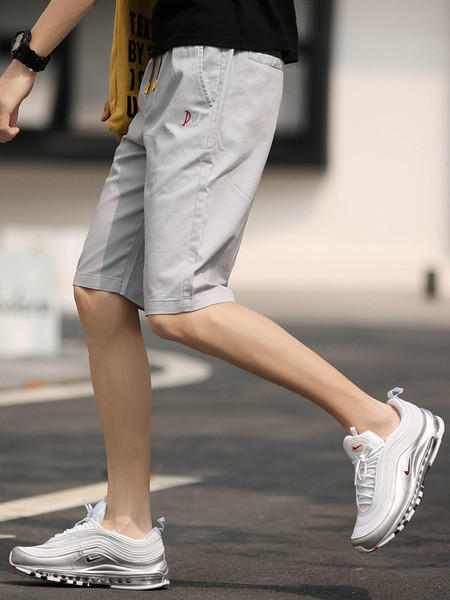 Мъжки панталони в четири цвята с бродерия и връзки 