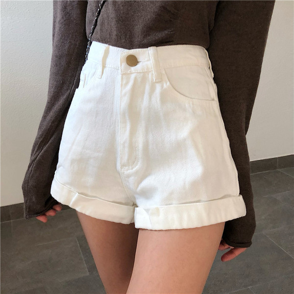 Модерни дамски къси дънки с висока талия