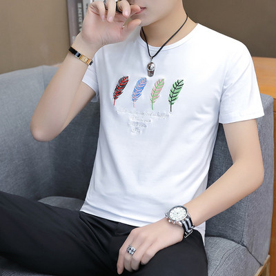 Мъжка модерна тениска с бродерия в четири цвята